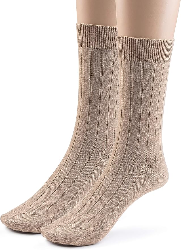 Modal Mens Crew Socks, Formal Mid-Length Dress Calf Socks 2 or 4 Pk