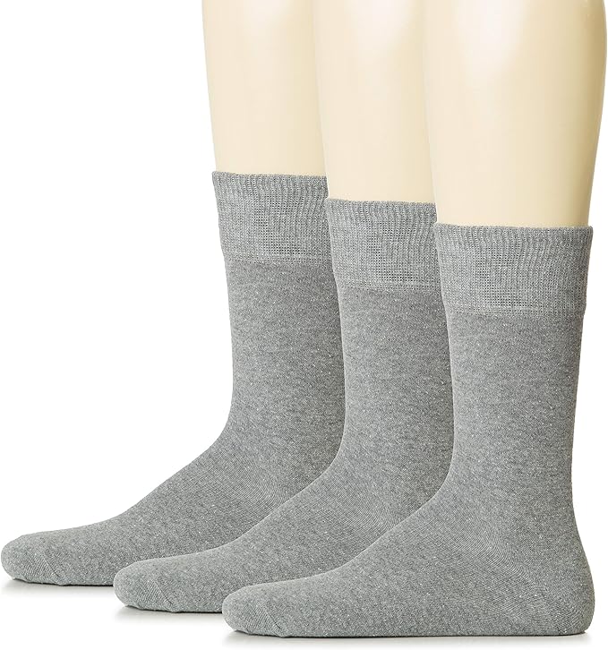 Hugh Ugoli Mens Cotton Dress Socks, Plain Colors, Regular Fit, Crew, Casual Socks, Shoe Size 6 to 15 (3 Pack)