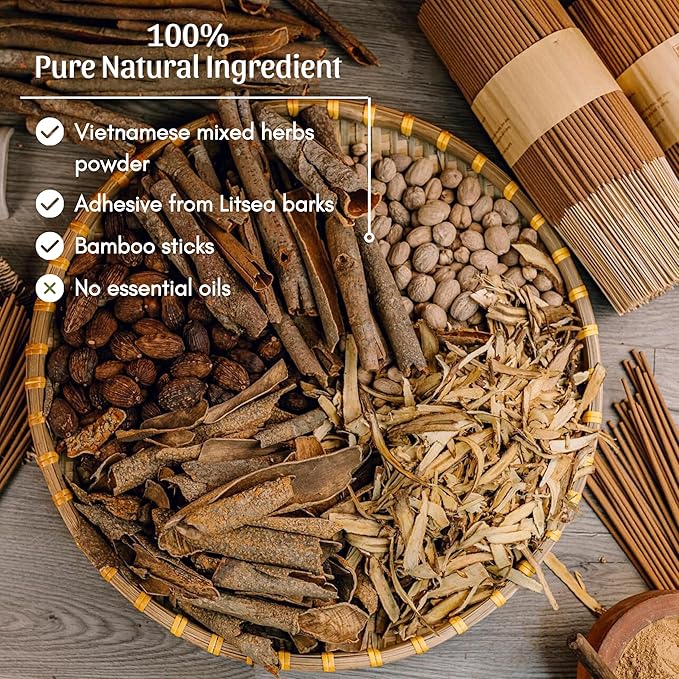 Upeace-Organic-Non-Toxic-Vietnamese-Mixed-Herbs-Incense-Sticks (Bulk 86 Agarbatti Sticks) | 75 Minutes Long Lasting Burn for Positive Vibes, Meditation with Natural Scents, no synthetic essential oils