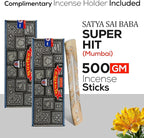 Satya Super Hit Incense Sticks 250 gmx 2 Pack (500 GMS), Insenses with Raajsee Insence Holder Bundle, Nag Champa Natural Incense