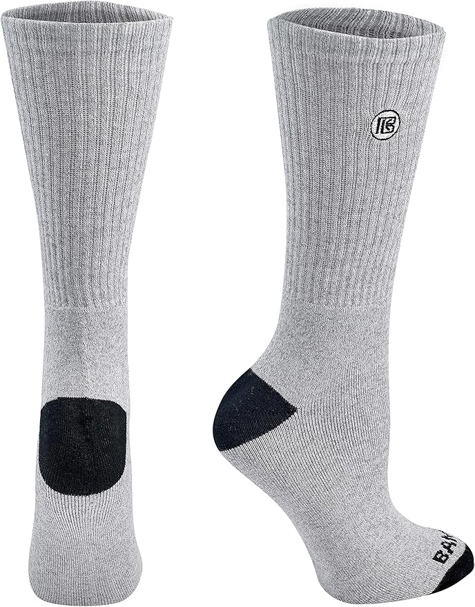 Bamboo Sports Premium Bamboo Crew Work Socks- Moisture Wicking, Odor Eliminating