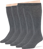 7BigStars Men Diabetic Loose Dress Business Cotton Mid Calf Socks - 5 Pack Big Tall - Solid Casual - Sock Size 13-15 Shoe Size 12-15 XL Dark Grey