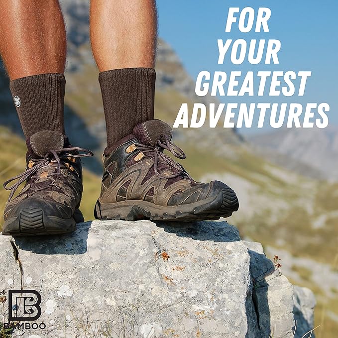 Bamboo Sports Premium Bamboo Crew Work Socks- Moisture Wicking, Odor Eliminating