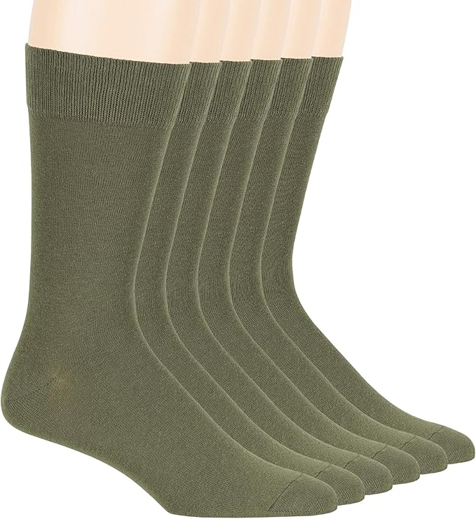 7BigStars Mens Dress Socks – 6 Pairs Crew, Soft Stay Up, Cotton Comfort for Business, Office, Big and Tall, Breathable