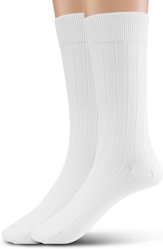 Modal Mens Crew Socks, Formal Mid-Length Dress Calf Socks 2 or 4 Pk