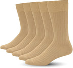 SERISIMPLE Men's Dress Socks - Bamboo Viscose Thin Ribbed Knit, Silky & Soft, Lightweight Business Crew Socks 5 Pairs