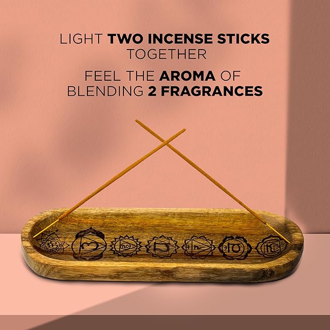 Hand Carved Incense Holder-Incense Burner/Ash Catcher/Handmade Wooden Insence Tray – Modern Gift Home/Room/Kitchen Décor Size 11x4x1.5 Inches