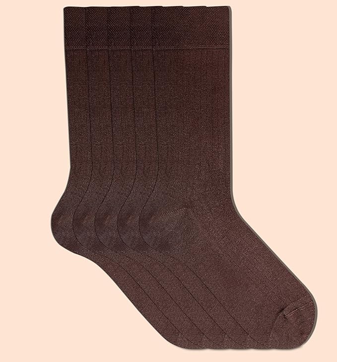 VRD Men’s Dress Socks, Bamboo 5-Pack Mens Socks, Mid Calf Length, Crew Socks Gift for Men Shoe Size 8-13