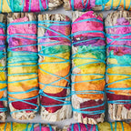 Chakra Sage Smudge Sticks 4 Inch | Natural Flower White Sage Smudging Wands | Bulk Quantities for Home Cleansing, Meditation, & Smudging Rituals | Sustainably Sourced California White Sage