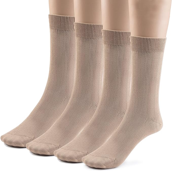 Modal Mens Crew Socks, Formal Mid-Length Dress Calf Socks 2 or 4 Pk