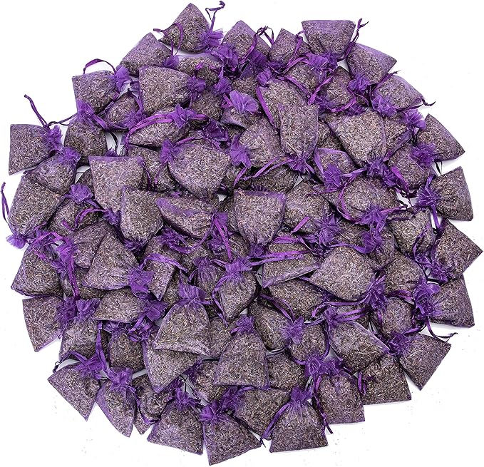 Bag of 100 Sachets Dried Lavender Flower Lavender Sachets for Drawers and Closets, LV-B-4