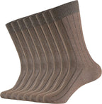 WANDER Mens Dress Socks Double Needle Rib Cotton Solid Premium Socks Lightweight Classic Business Socks 6/8 Pairs 7-12/13-15