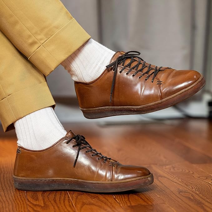 Merino Wool Dress Socks for Men – Over-the-Calf, Ribbed Wool Dress Socks for Size 8-12 – Breathable, Reinforced Heel and Toe