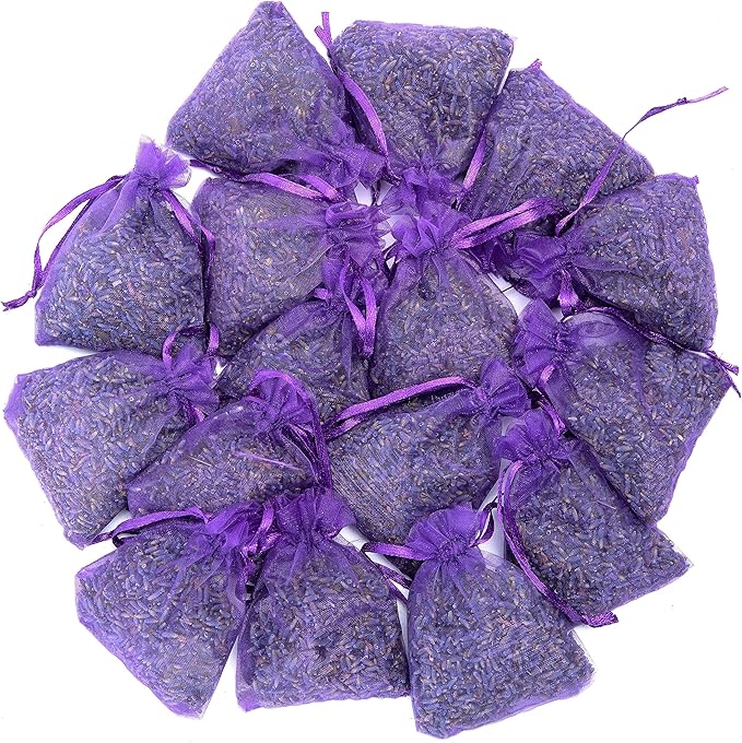 French Lavender Sachets for Drawers and Closets Fresh Scents, Set of 16, Home Fragrance Sachet for Wardrobes Closets, Purple, LV-A-1