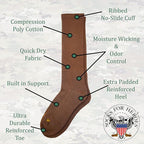 Coyote Brown Moisture Wicking, Breathable Over The Calf Foot Socks | Quick Dry Boot Socks | Made in USA