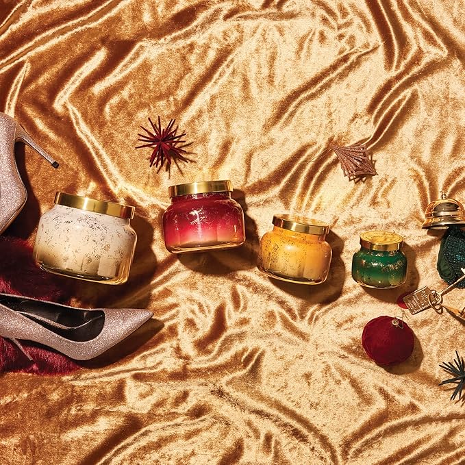 Capri Blue Glimmer Jar Candles - Luxury Holiday Scented Candles for Home - Long Lasting Soy Wax Blend - Scented Holiday & Home Decor - Crystal Pine Signature Petite Jar (8 oz)