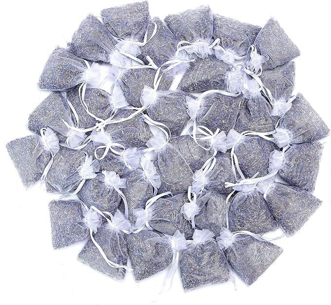 French Lavender Sachets for Drawers and Closets Fresh Scents, Set of 36, Home Fragrance Sachet for Closets and Drawers, White, LV-C-36-2