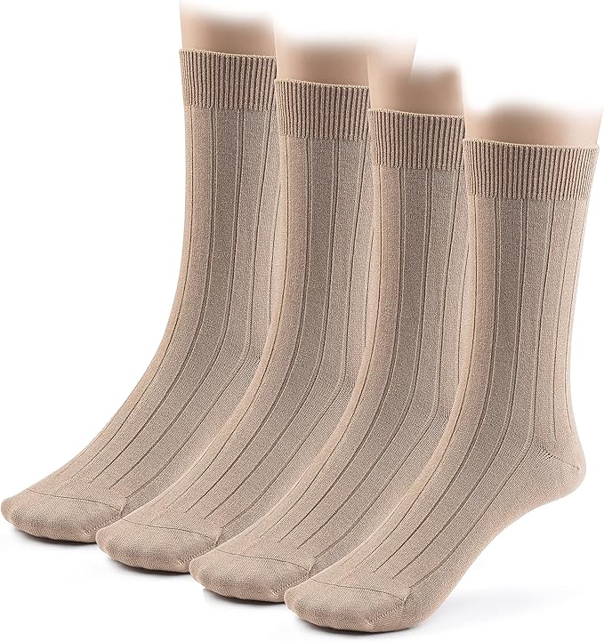 Modal Mens Crew Socks, Formal Mid-Length Dress Calf Socks 2 or 4 Pk